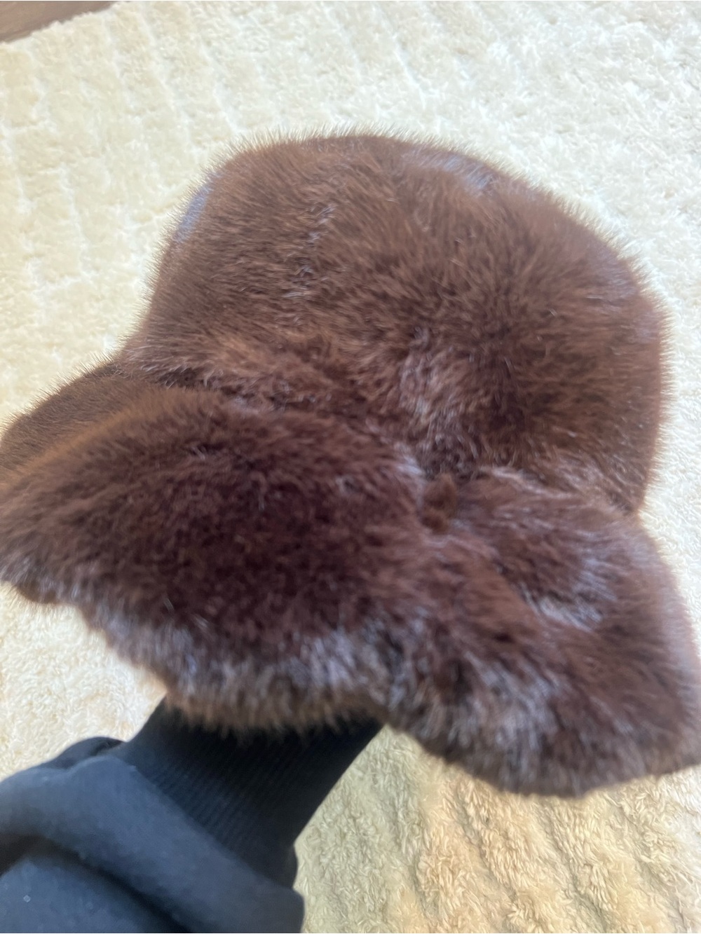 NWT Luxurious Brown Faux Fur Bucket Hat